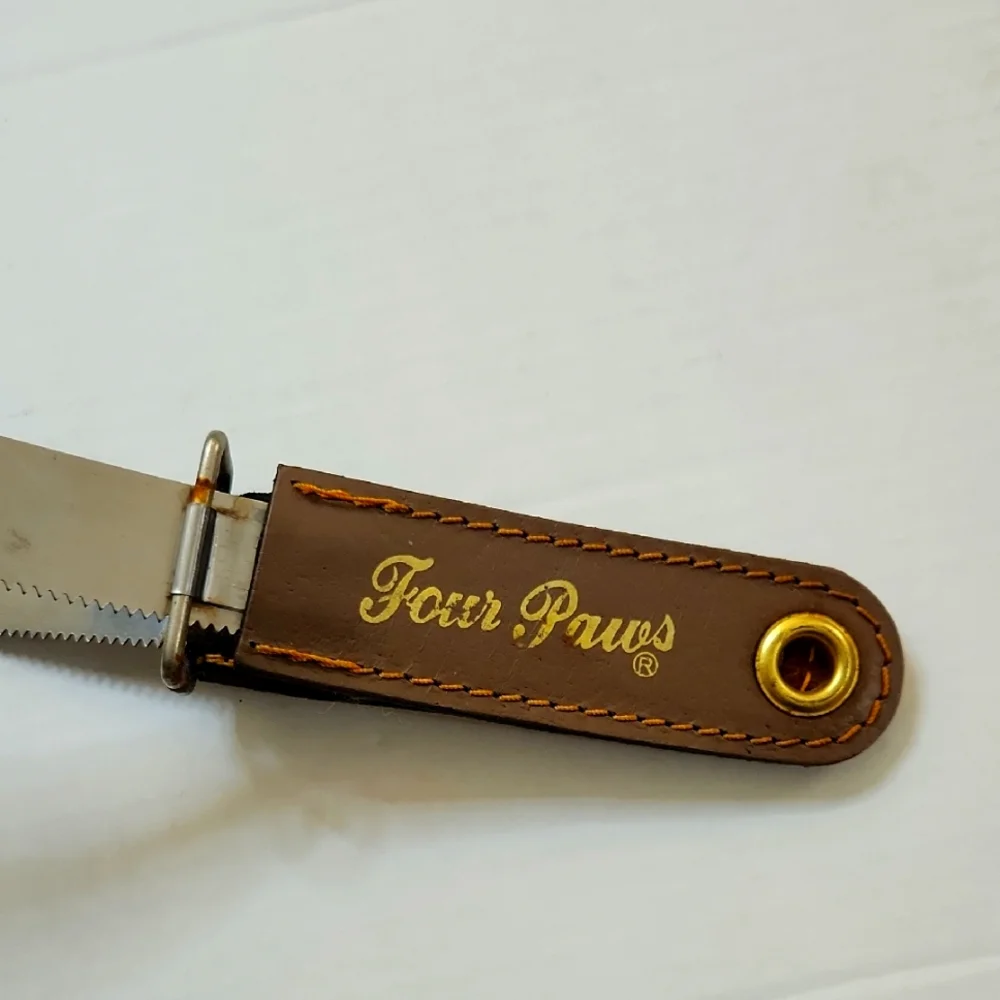 Shed N Blade Dog Grooming Tool Brown Leather Handle By Four Paws
